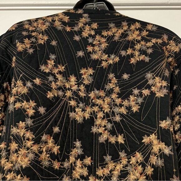 Tapestry Quilted Patchwork Embroidered Floral Jacket Black Brown Gold Coat XL - Picture 11 of 16